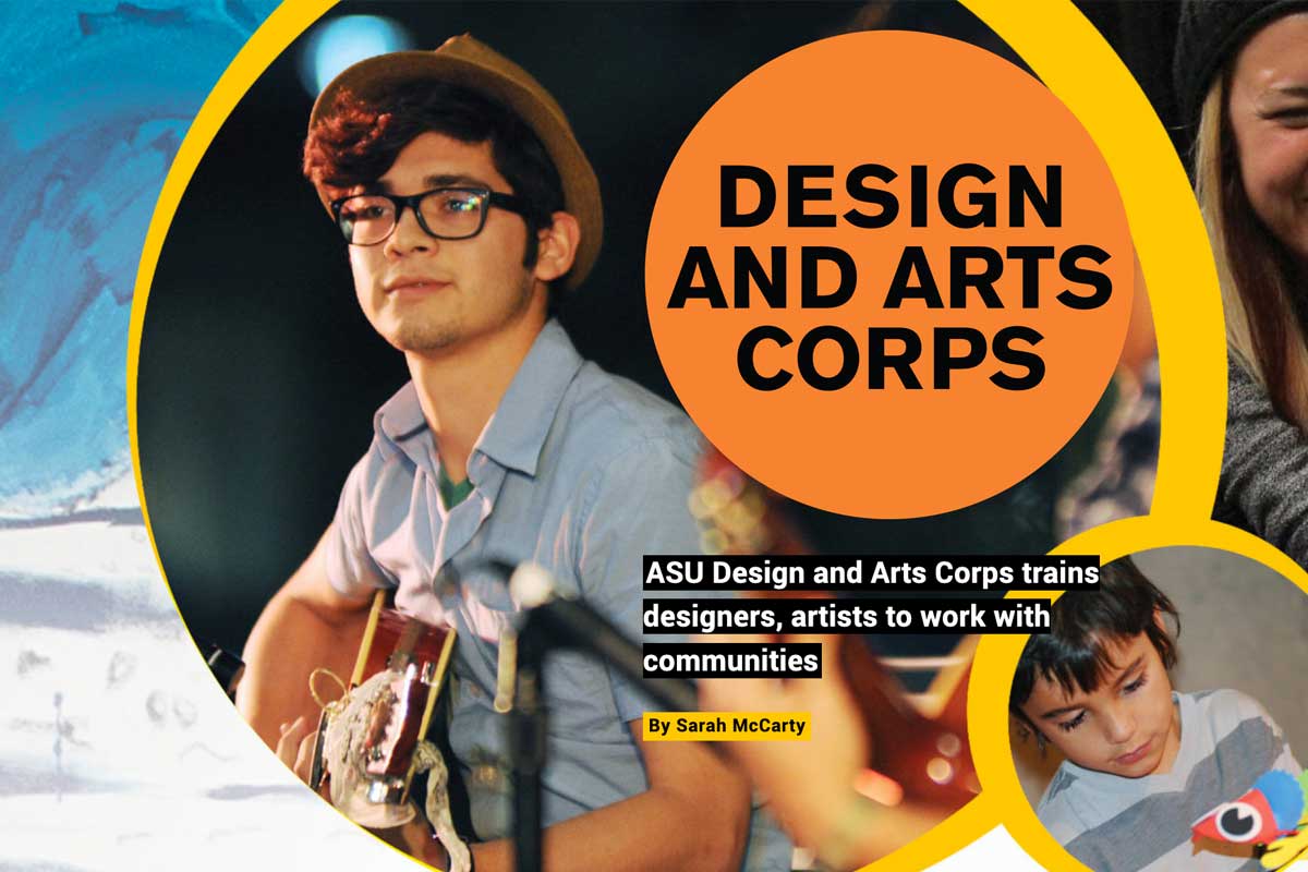 design and arts corps - text - with images of artists in the community