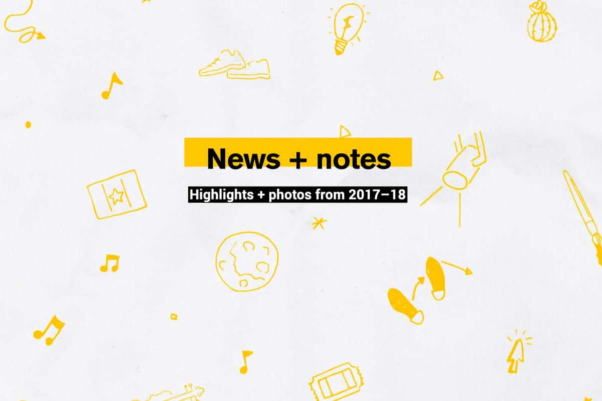 News and notes - text - with various icons related to stories