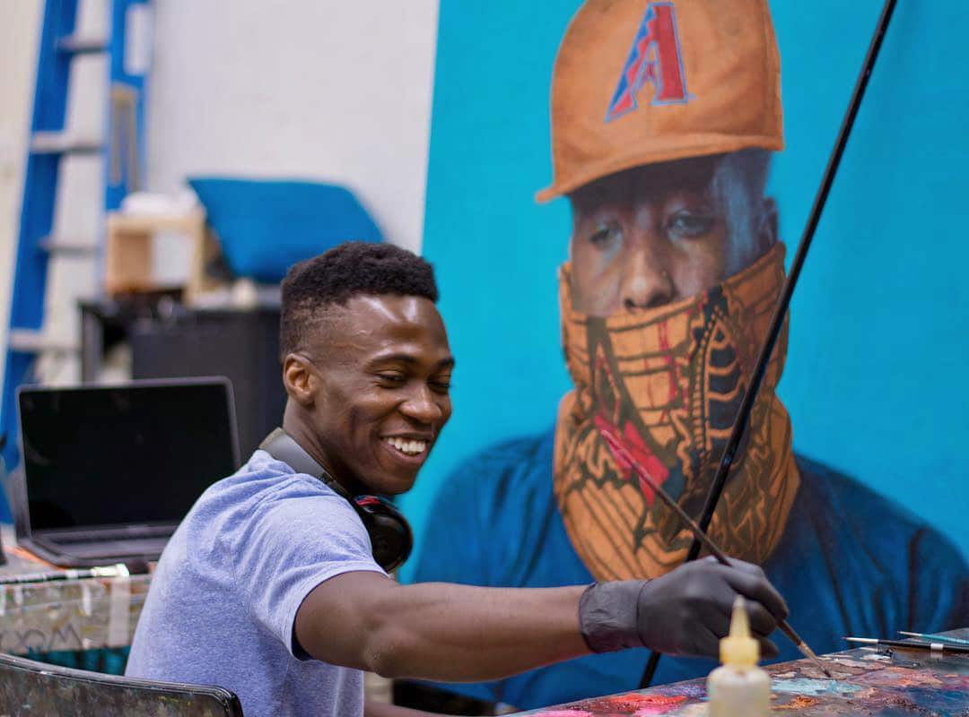 Papay Solomon in ASU Painting Studio