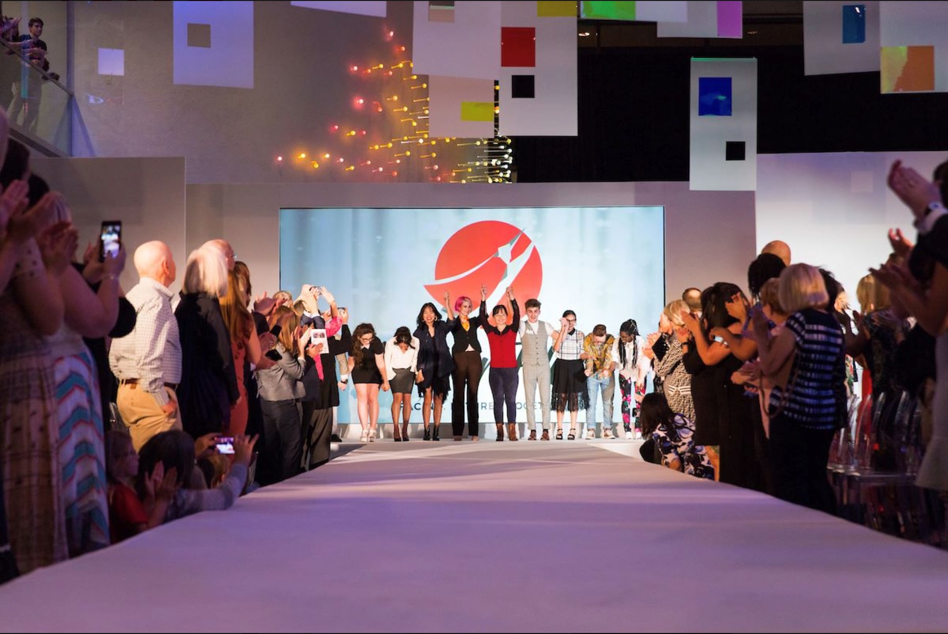 group photo on fashion runway